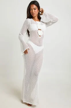 Robe Longue De Plage Au Crochet Avec Détail Corsage
