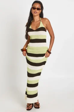 Robe Longue De Plage Au Crochet À Encolure Dos-nu