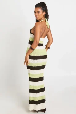 Robe Longue De Plage Au Crochet À Encolure Dos-nu