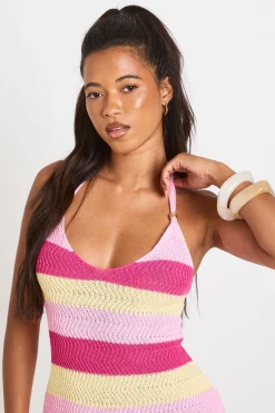 boohoo Robe Longue De Plage Au Crochet À Encolure Américaine<Femme Pulls Et Gilets|Toutes Les Mailles