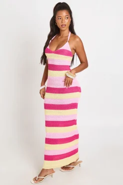 boohoo Robe Longue De Plage Au Crochet À Encolure Américaine<Femme Pulls Et Gilets|Toutes Les Mailles