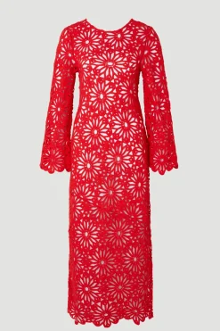 Robe Longue de Plage Dos Nu en Crochet Fleuri Tissé