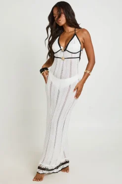 boohoo Robe Longue De Plage En Crochet À Bretelles Avec Détail Étoile De Mer Dorée<Femme Toutes Les Robes|Robes Longues