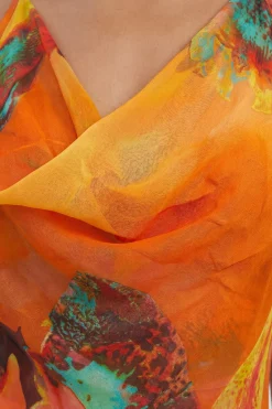 Robe Longue De Plage En Georgette De Viscose À Imprimé Floral Photographique