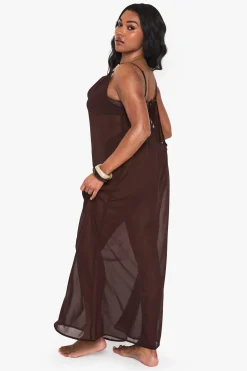 Robe Longue De Plage En Mousseline Avec Finitions Métalliques Grande Taille