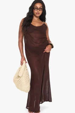 Robe Longue De Plage En Mousseline Avec Finitions Métalliques Grande Taille