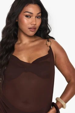 Robe Longue De Plage En Mousseline Avec Finitions Métalliques Grande Taille