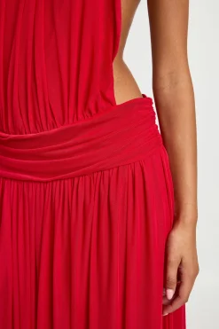 Robe Longue Dos Nu Col Montant Taille Basse Avec Encolure Licou