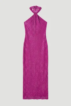 Robe Longue Dos Nu À Détail Liens Ornée De Cristaux