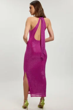 Robe Longue Dos Nu À Détail Liens Ornée De Cristaux