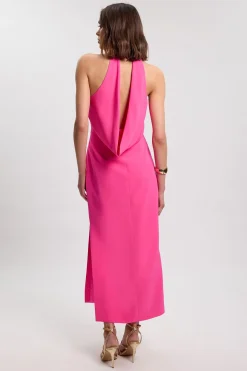 Robe Longue Dos Nu À Encolure Américaine Coupe Ajustée Douce