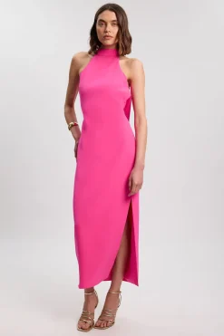 Robe Longue Dos Nu À Encolure Américaine Coupe Ajustée Douce