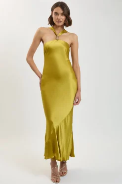 Robe Longue Dos Nu En Satin De Viscose Col Licou Petite Taille