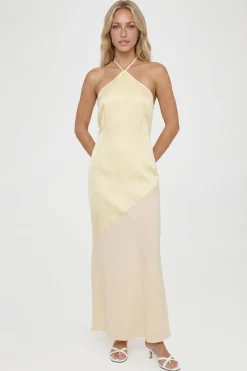 Robe Longue Dos Nu En Satin Et Jupe En Mousseline