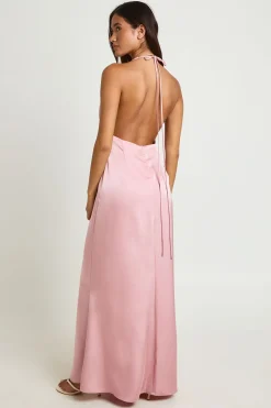 Robe Longue Dos Nu En Satin Plissé