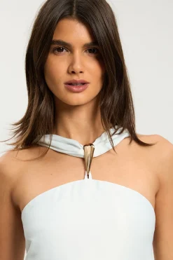 KarenMillen Robe Longue Dos Nu En Satin Viscose Imprimé Carreaux Petite<Femme Satin Et Dentelle|Robes