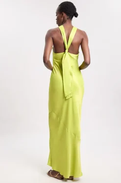 KarenMillen Robe Longue Dos Nu En Viscose Satinée<Femme Satin Et Dentelle|Robes