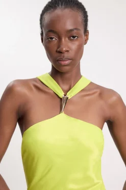 KarenMillen Robe Longue Dos Nu En Viscose Satinée<Femme Satin Et Dentelle|Robes