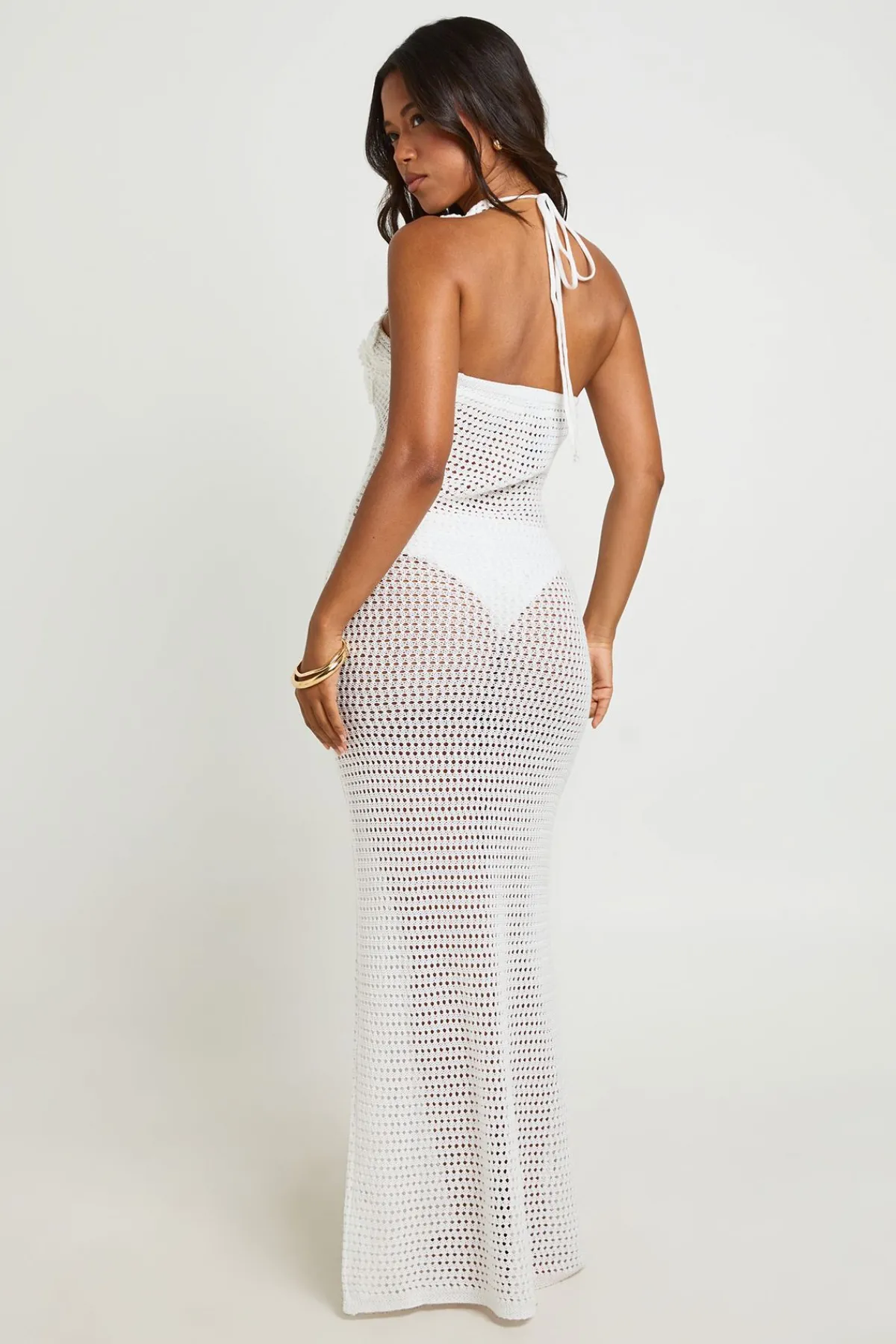boohoo Robe Longue Dos Nu À Fleurs En Crochet Appliquées<Femme Robes|Robes Dos Nu