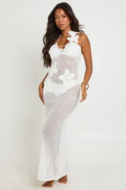 boohoo Robe Longue Dos Nu À Fleurs En Crochet Appliquées<Femme Robes|Robes Dos Nu