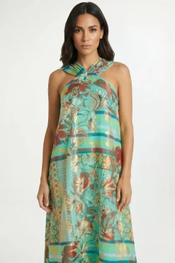Robe Longue Dos Nu À Motif Paisley Métallisé
