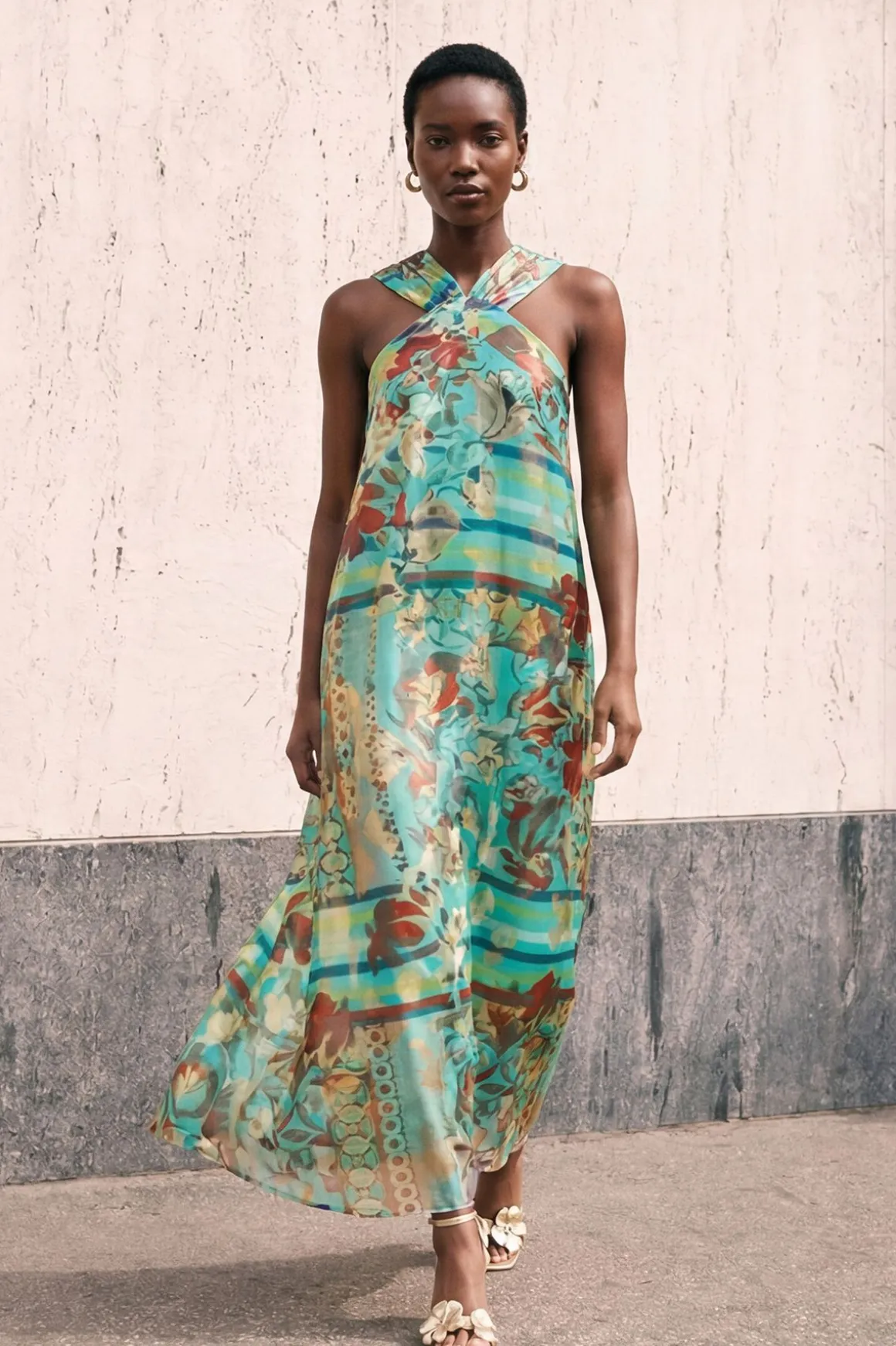 Robe Longue Dos Nu À Motif Paisley Métallisé