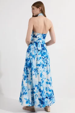 Robe Longue Dos-Nu Tissée À Volants Et Rosette Petite