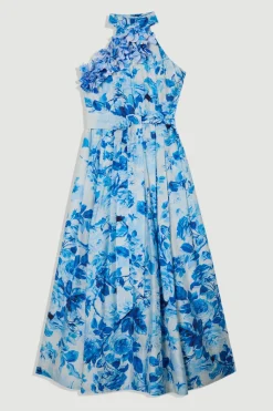 Robe Longue Dos-Nu Tissée À Volants Et Rosette Petite