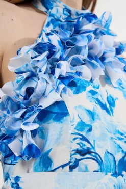 Robe Longue Dos-Nu Tissée À Volants Et Rosette Petite