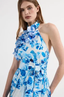 Robe Longue Dos-Nu Tissée À Volants Et Rosette Petite