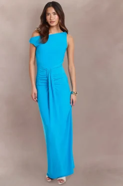 boohoo Robe Longue Drapée Asymétrique À Double Couche Et Encolure Asymétrique<Femme Robes Moulantes|Robes