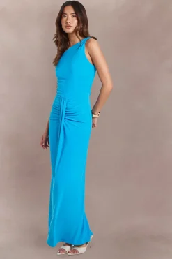 boohoo Robe Longue Drapée Asymétrique À Double Couche Et Encolure Asymétrique<Femme Robes Moulantes|Robes