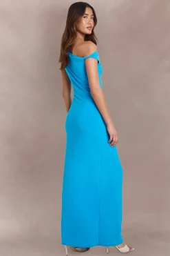 boohoo Robe Longue Drapée Asymétrique À Double Couche Et Encolure Asymétrique<Femme Robes Moulantes|Robes