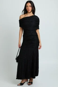 boohoo Robe Longue Drapée À Détails Effet Dévoré<Femme Robes De Soirée|Toutes Les Robes