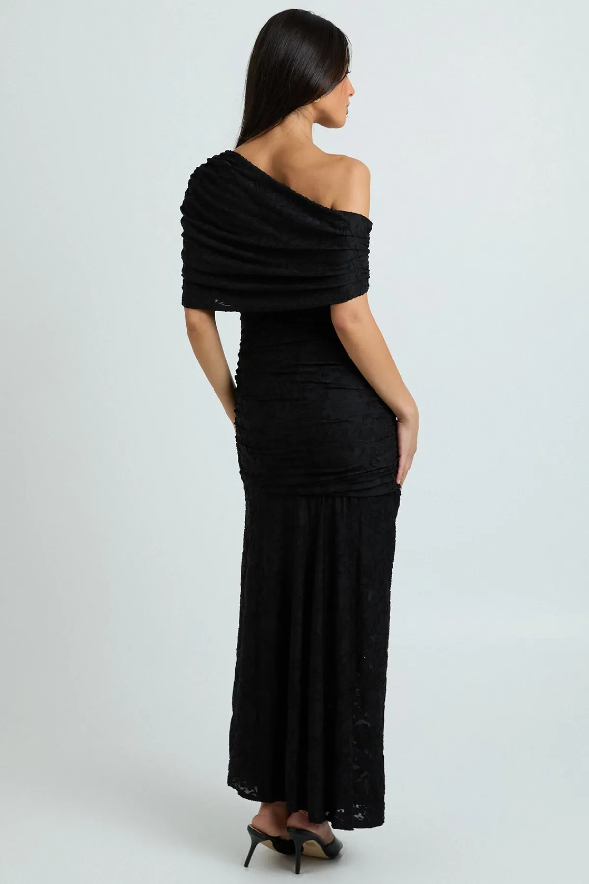 boohoo Robe Longue Drapée À Détails Effet Dévoré<Femme Robes De Soirée|Toutes Les Robes