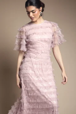 Oasis Robe Longue À Détails De Volants Pailletés<Femme Toutes Les Robes|Robes Longues