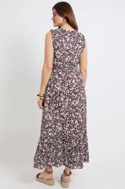 Robe Longue D'été En Coton Dobby À Motif Abstrait