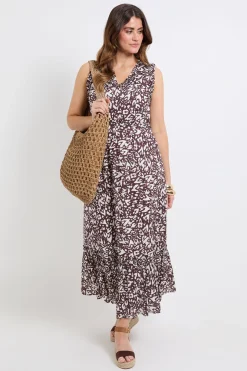 Robe Longue D'été En Coton Dobby À Motif Abstrait