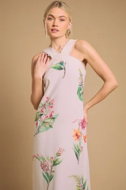 Robe Longue à Encolure Américaine
