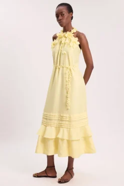 KarenMillen Robe Longue À Encolure Américaine Avec Appliqués Floraux Et Jupe À Volants Étagés<Femme Robes Demoiselles D'Honneur|Robes