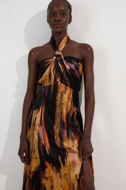 KarenMillen Robe Longue À Encolure Américaine Petite Marble Devour<Femme Robes|Robes D’Automne