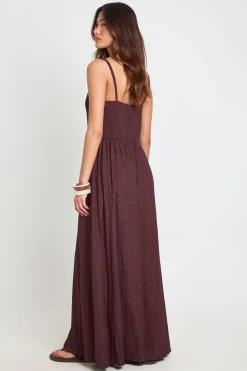 Robe Longue À Encolure Carrée Et Corsage Froncé Texturé