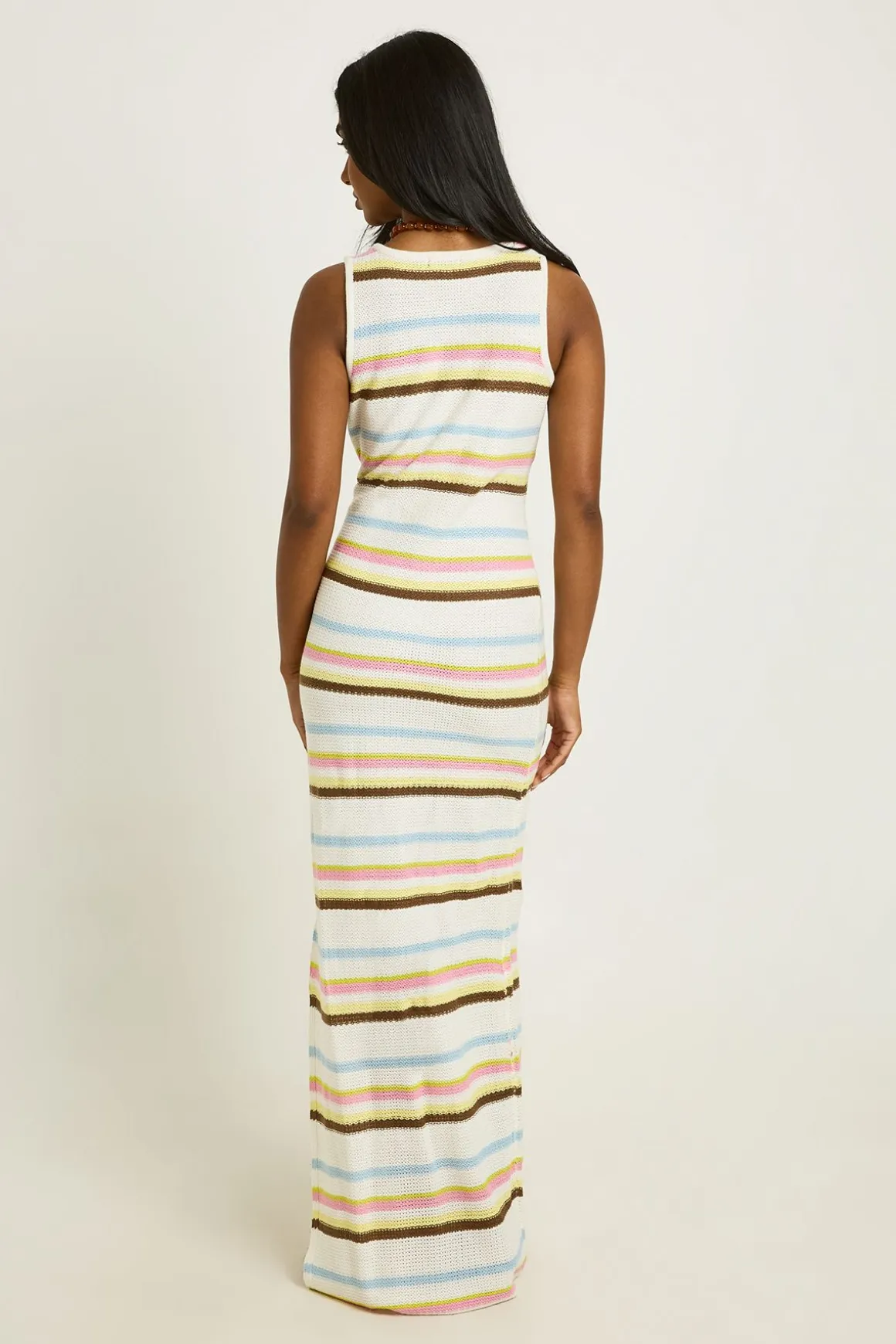 Robe Longue En Crochet À Rayures