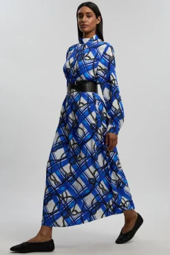 KarenMillen Robe Longue En Crêpe De Viscose À Imprimé Cordage Avec Manches Bouffantes Et Ceinture En SYNTHÉTIQUE<Femme Toutes Les Robes|Robes Longues