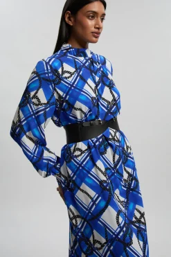 KarenMillen Robe Longue En Crêpe De Viscose À Imprimé Cordage Avec Manches Bouffantes Et Ceinture En SYNTHÉTIQUE<Femme Toutes Les Robes|Robes Longues