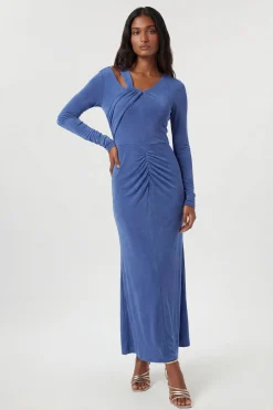 KarenMillen Robe Longue En Crêpe Fluide Avec Détail Torsadé<Femme Robes Bal De Promo|Robes À Manches Longues