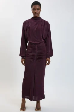 Robe Longue En Crêpe Fluide À Détails Froncés