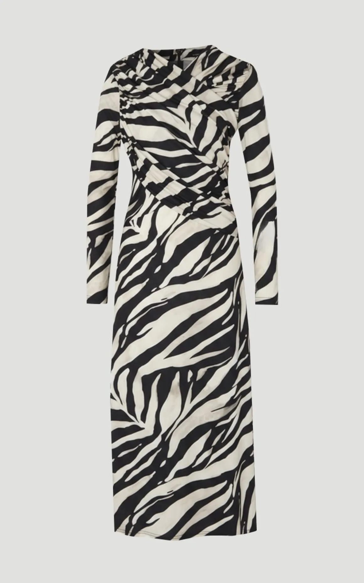 Robe Longue en Crêpe à Imprimé Zèbre avec Détail Torsadé