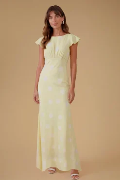 Robe Longue En Crêpe À Pois
