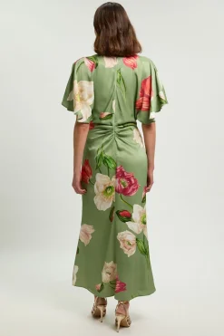 Robe Longue En Crêpe Satiné De Viscose Tissé À Imprimé Floral